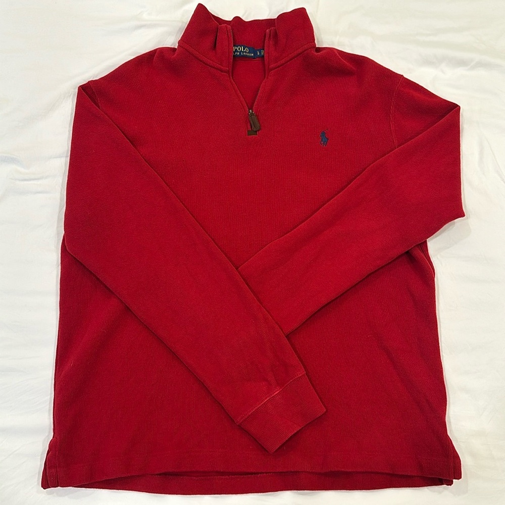 Polo Ralph Lauren Mens Quarter Zip, Red, Large. LIKE NEW
